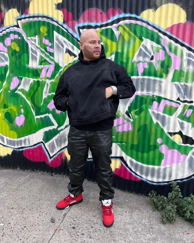Fat Joe outfit in Balenciaga, Purple Brand, and Jordan, 2022