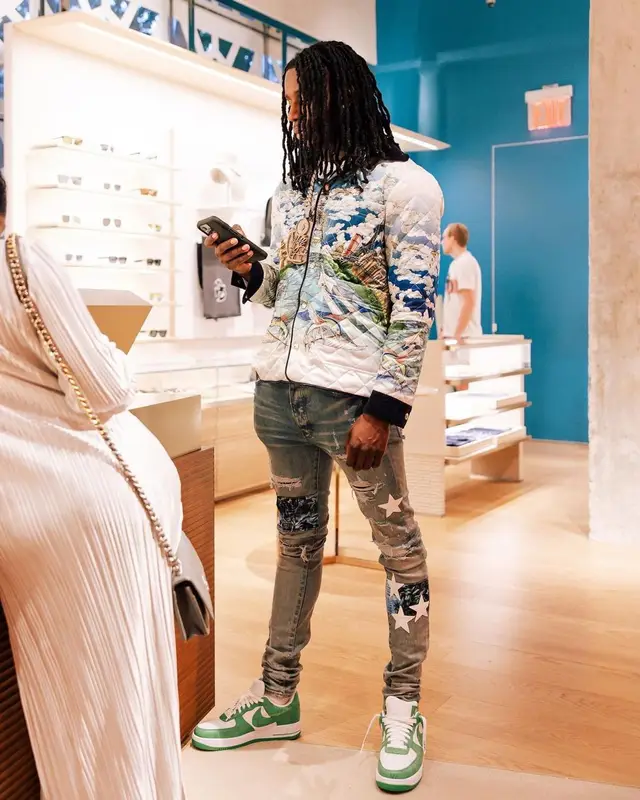 Polo G outfit in Casablanca, Amiri, and Louis Vuitton, 2023