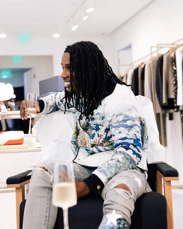 Polo G outfit in Casablanca, Amiri, and Louis Vuitton, 2023
