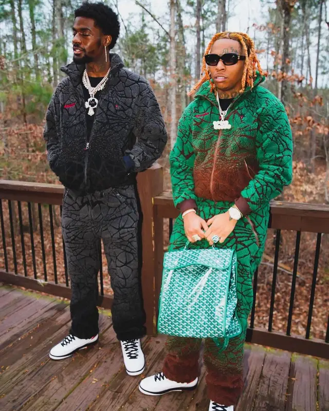 Lil Gotit outfit in Supreme, Goyard, and Celine, 2023