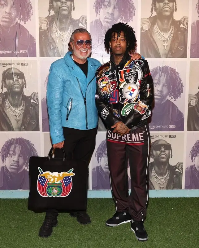 21 Savage outfit in Jeff Hamilton, Jordan, and Supreme, 2023