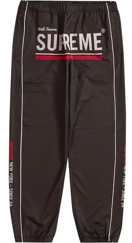 Supreme World Famous Jacquard Black Track Pants | WHAT'S ON THE STAR?