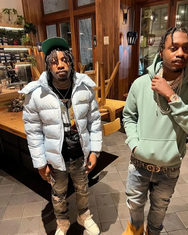 Lil Tjay outfit in Dior, Amiri, and Timberland, 2023