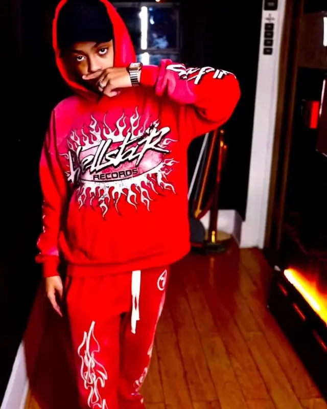 SugarHill Ddot outfit in Hellstar, Jordan, and Amiri, 2022