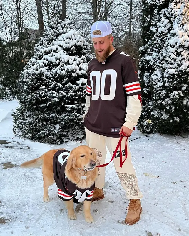 Jake Paul outfit in Nike, Fear of God, and Louis Vuitton, 2023