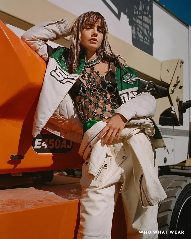 Lily Collins outfit in Supplier, 2022
