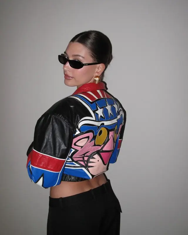Hailey Bieber outfit in Vintage, Wardrobe.NYC, and Saint Laurent, 2023