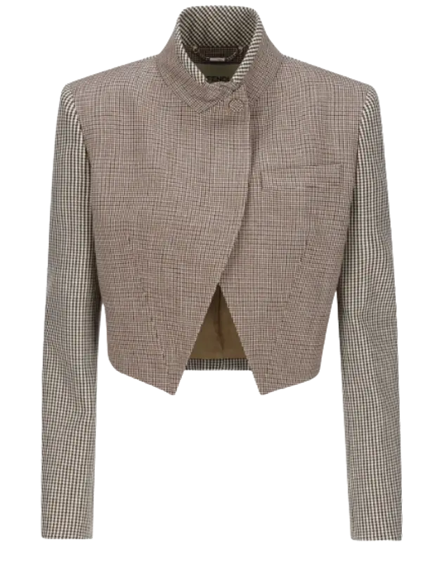 Fendi Houndstooth Stand Collar Jacket $2429