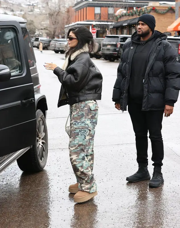 Kylie Jenner outfit in Acne Studios, ERL, and Bottega Veneta, 2023