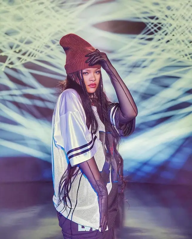 Rihanna outfit in Savage X Fenty and Jimmy Choo, 2023