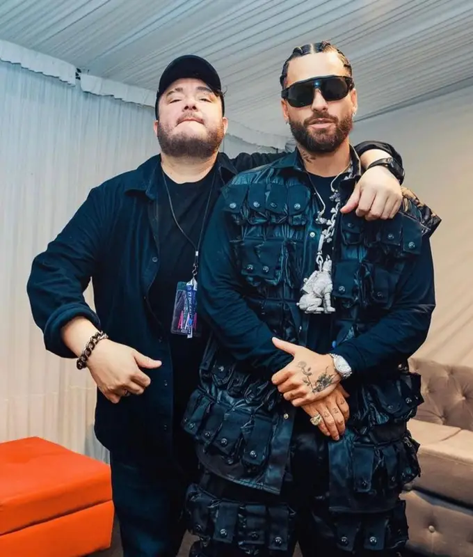 Maluma outfit in Marc Jacques Burton, Nike, and Overwatch 2, 2023