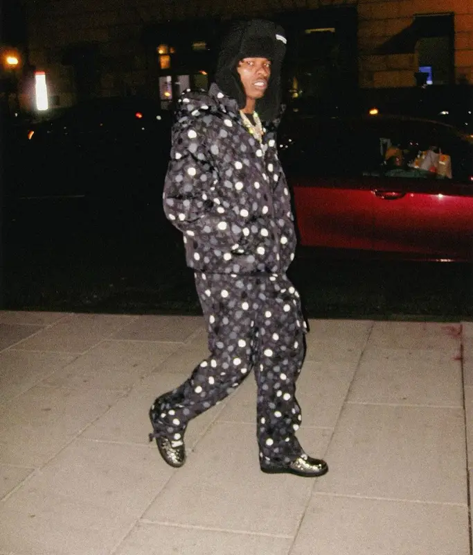 Lil Baby outfit in Yayoi Kusama, Nike, and Louis Vuitton, 2023