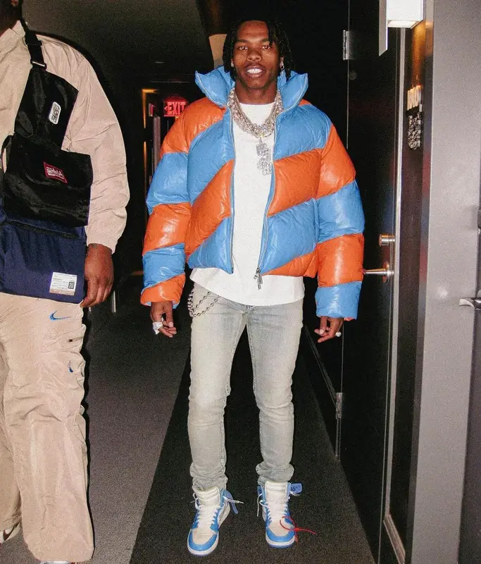 Lil Baby outfit in Bottega Veneta, Amiri, and Off-White, 2023