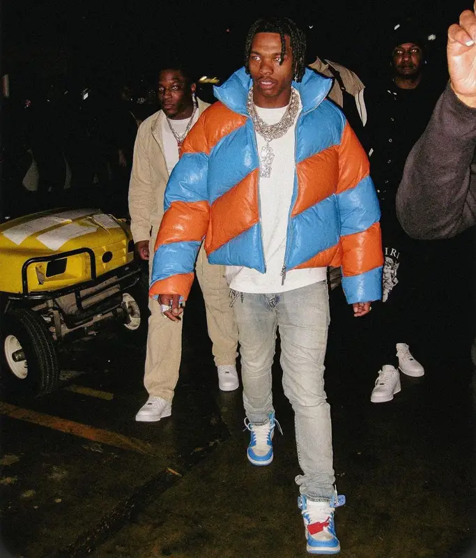Lil Baby outfit in Bottega Veneta, Amiri, and Off-White, 2023