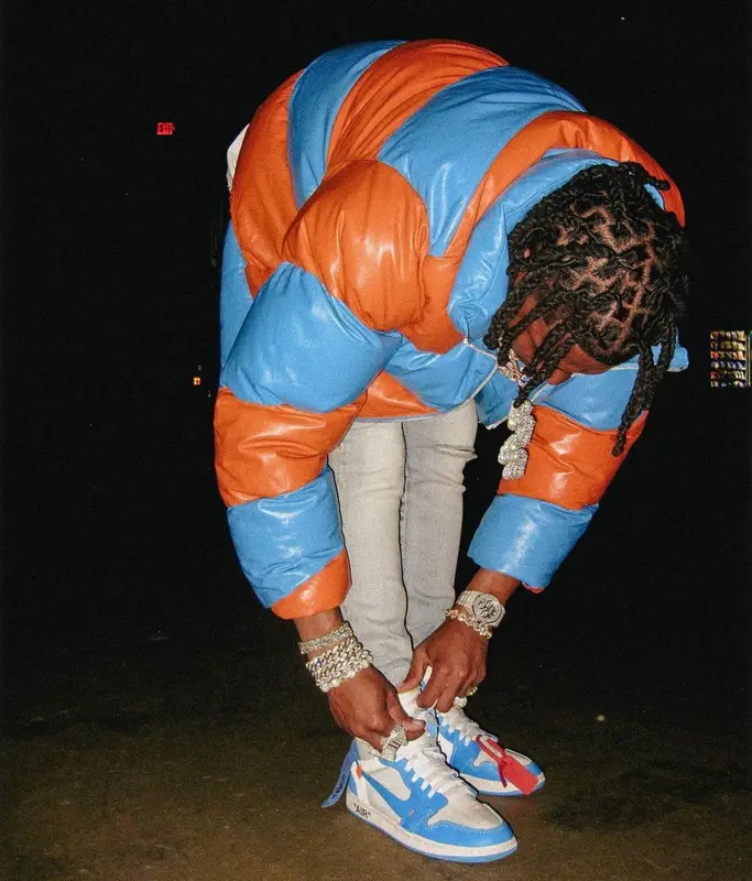 Lil Baby outfit in Bottega Veneta, Amiri, and Off-White, 2023