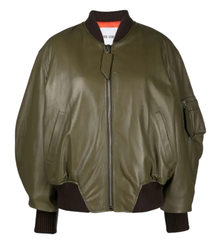The Attico Green Leather Outerwear Jacket $1862