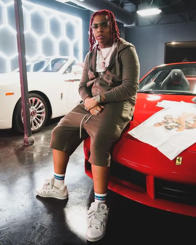 Lil Gotit outfit in Rick Owens, Cartier, and Lanvin, 2023