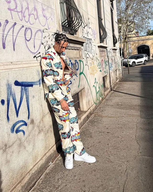 Ghali outfit in Louis Vuitton and Nike, 2022