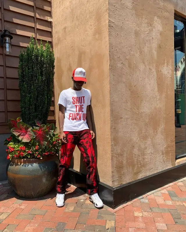 Bruce Ray outfit in Number (N)ine, Supreme, and Bape, 2019
