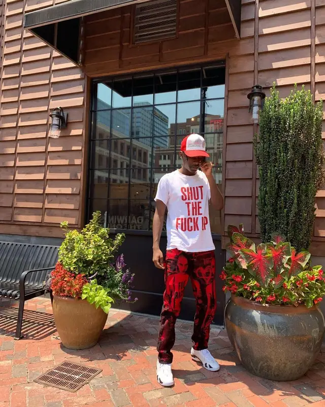 Bruce Ray outfit in Number (N)ine, Supreme, and Bape, 2019