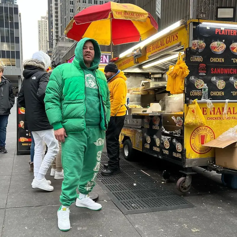 Fat Joe outfit in Stone Island, Saint Michael, and Nike, 2023