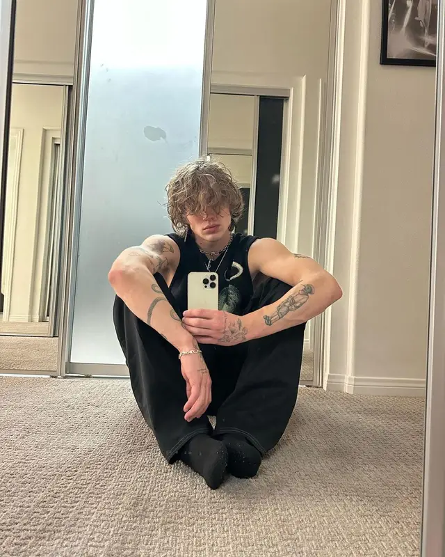 Vinnie Hacker outfit in What Happened To God, Dickies, and Hard Jewelry, 2022