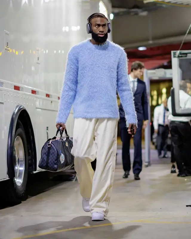 Jaylen Brown outfit in Marni, Alo Yoga, and Apple, 2023