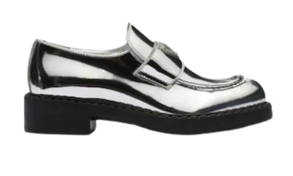 Prada Metallic Leather Silver Loafers $1320