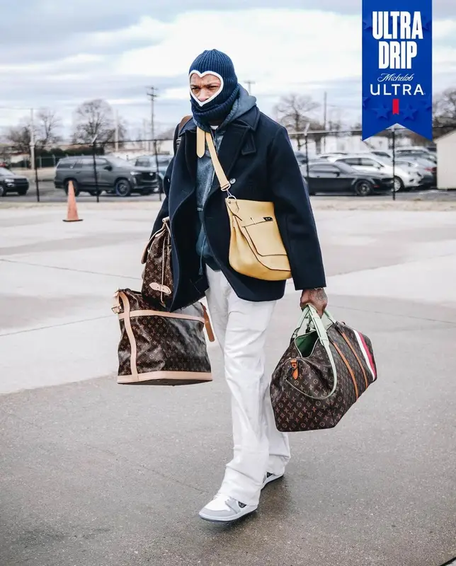 PJ Tucker outfit in Loewe, Louis Vuitton, and Hermes, 2023