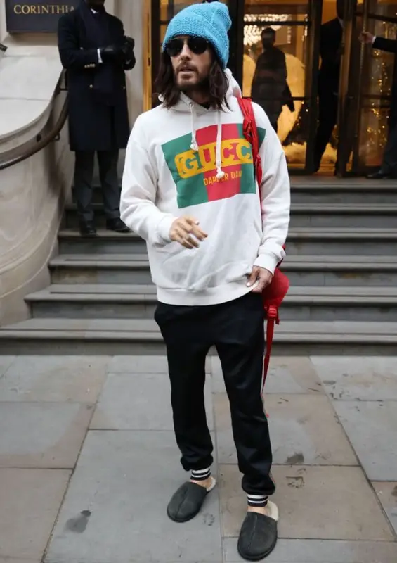 Jared Leto outfit in Gucci and Ugg, 2021