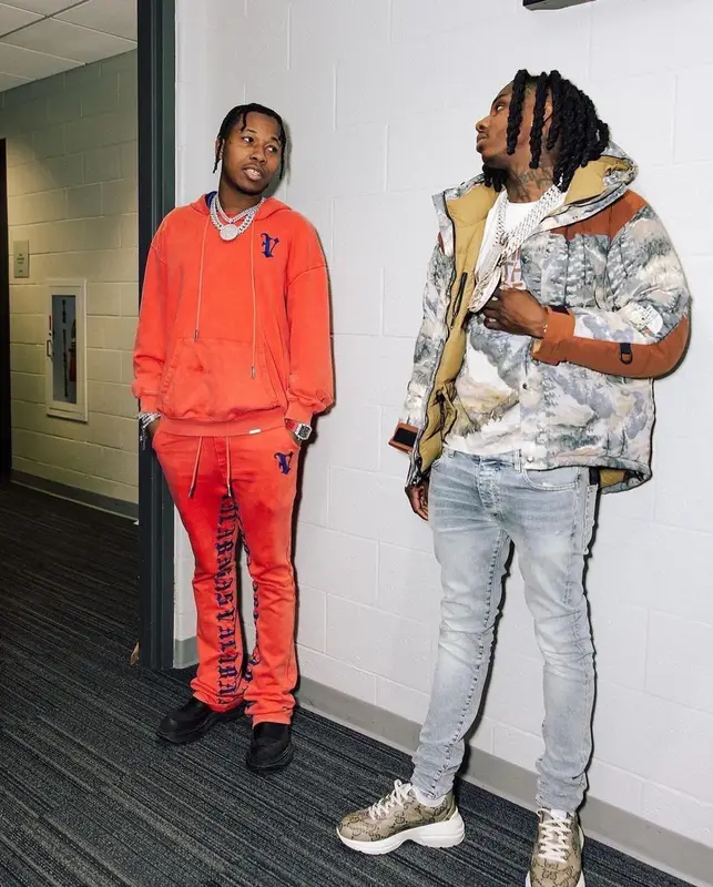 Polo G outfit in Gucci, Amiri, and The North Face, 2023