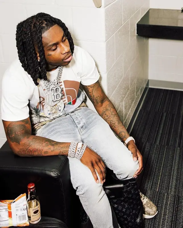 Polo G outfit in Gucci, Amiri, and The North Face, 2023