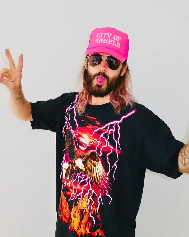 Jared Leto outfit in Thirty Seconds to Mars Merch, 2022
