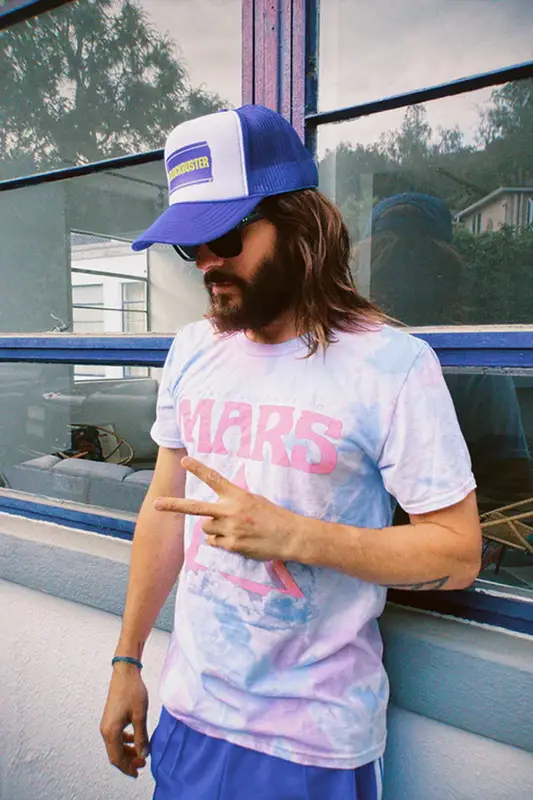 Jared Leto outfit in Thirty Seconds to Mars Merch, 2022