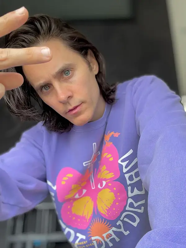 Jared Leto outfit in Thirty Seconds to Mars Merch, 2022