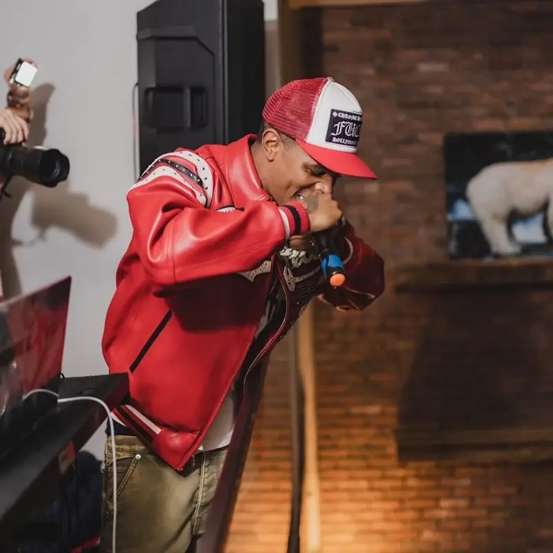 A Boogie Wit Da Hoodie outfit in Pelle Pelle, Gallery Dept., and Chrome Hearts, 2023