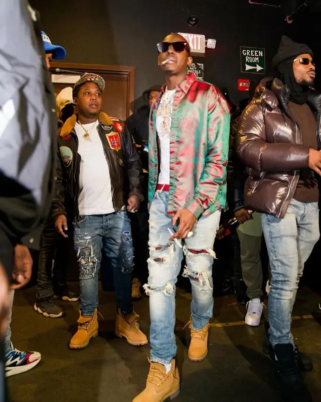 Bobby Shmurda outfit in Rta, Timberland, and Prada, 2023
