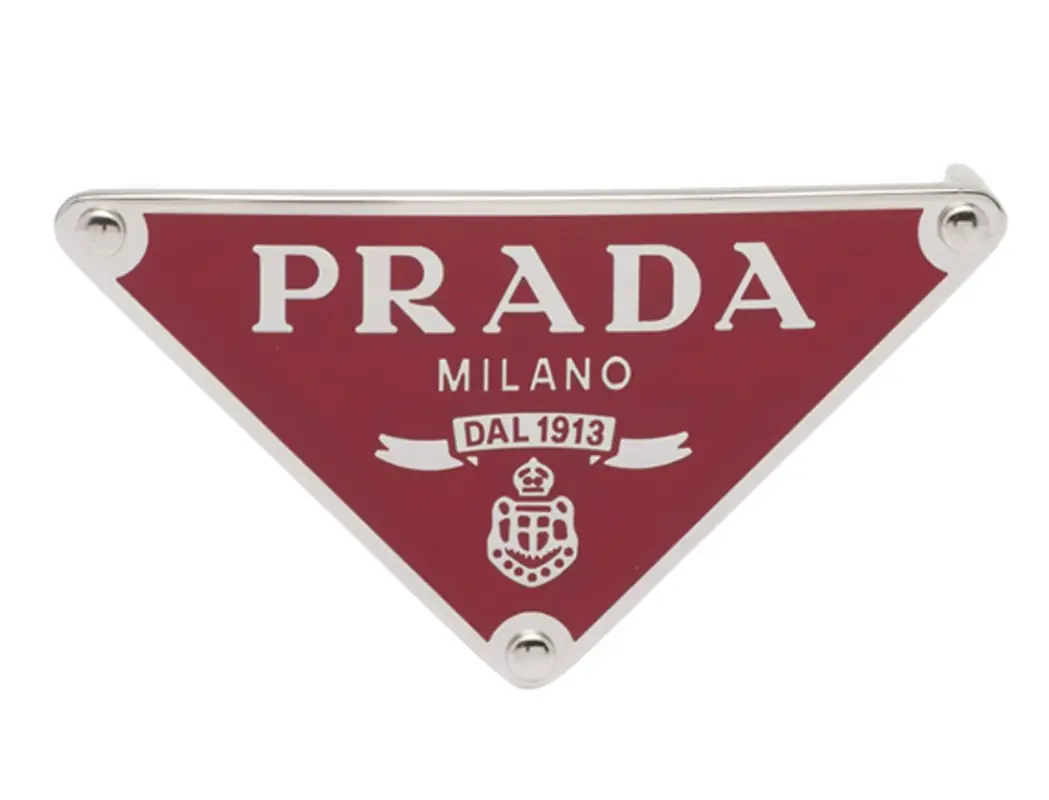PRADA プラダ 1M0841 レッド系 テスート トライアングルロゴ Prada Triangle Logo Metal Red Belt Buckle | WHAT'S ON THE STAR?