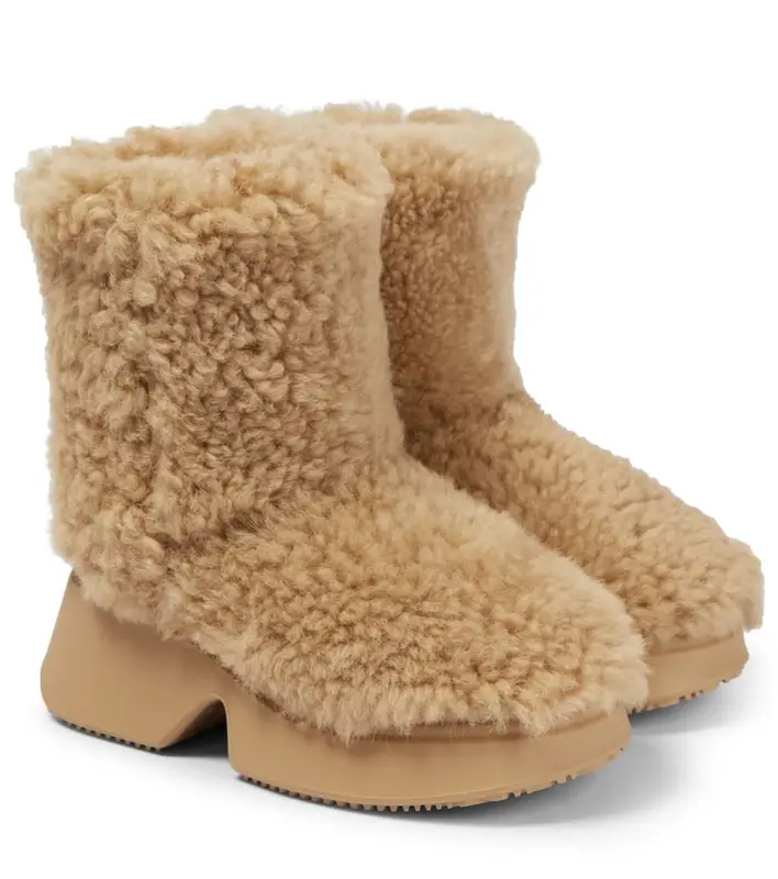 Loewe Shearling Ankle Boots In Warm Desert $1200
