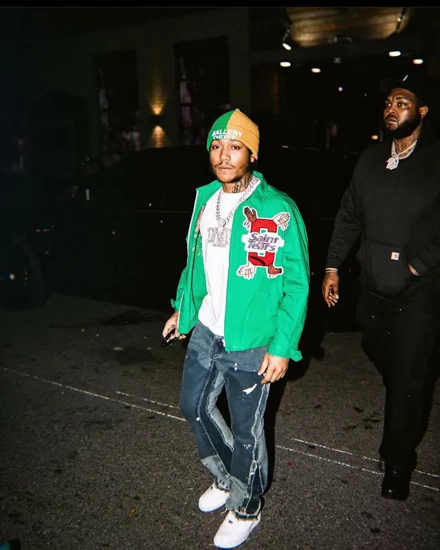 Lil Meech outfit in Denim Tears, Nike, and Gallery Dept., 2023