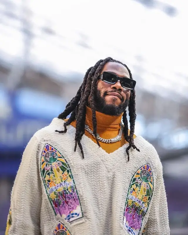 Jaylon Smith outfit in Who Decides War, Lanvin, and Goyard, 2023