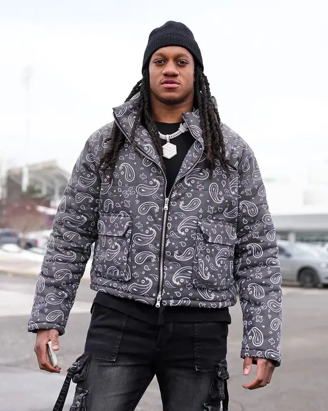 Tremaine Edmunds outfit in Mnml, Amiri, and Nike, 2023