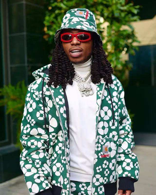 Jacquees outfit in Bottega Veneta, Carhartt, and Marni, 2023