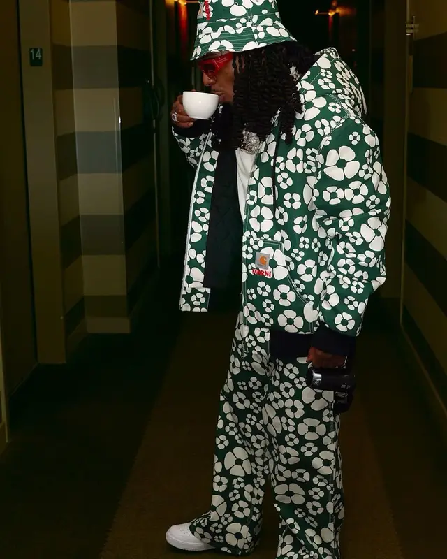 Jacquees outfit in Bottega Veneta, Carhartt, and Marni, 2023
