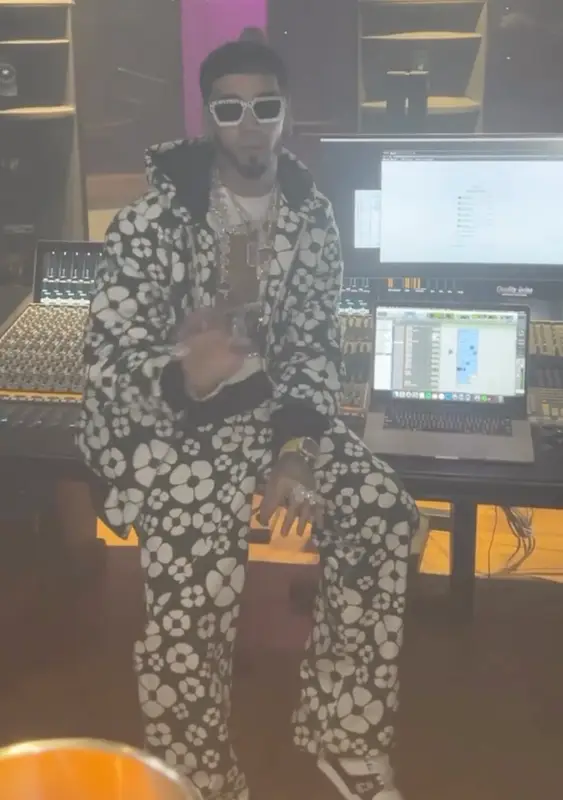 Anuel AA outfit in Carhartt, Louis Vuitton, and Marni, 2023