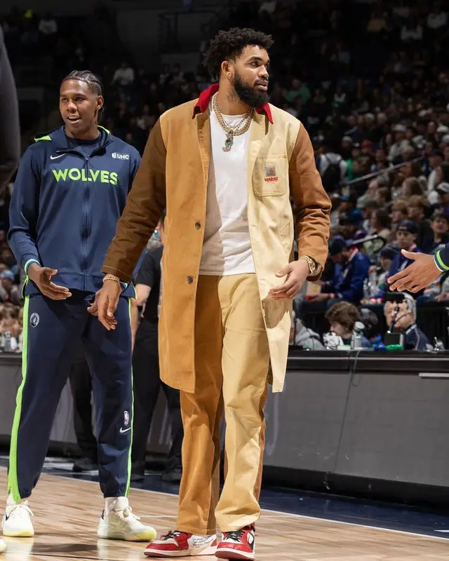 Karl Anthony Towns outfit in Carhartt, Nike, and Marni, 2023
