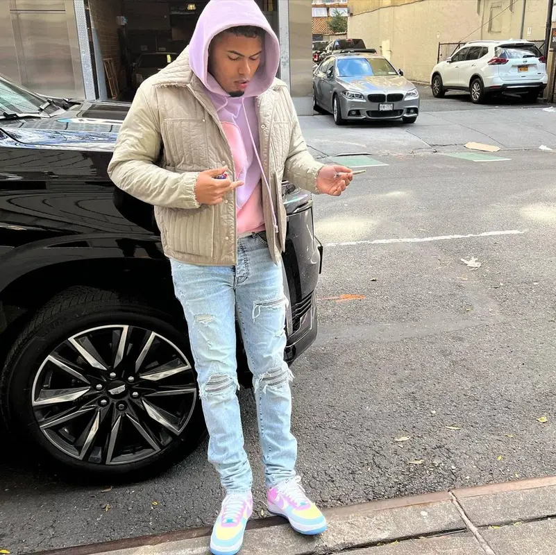 Myke Towers outfit in ERL, Amiri, and Nike, 2023