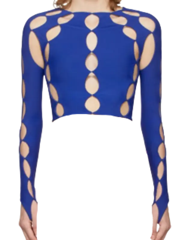 Marshall Columbia Cut Out Long Sleeve Royal Blue T-Shirt $355