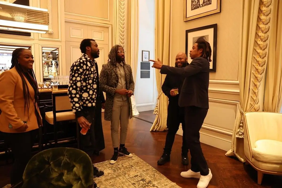Meek Mill outfit in Louis Vuitton, Amiri, and Yayoi Kusama, 2023