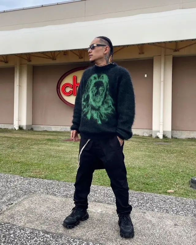 Bark outfit in BornxRaised, Rick Owens, and Balenciaga, 2022